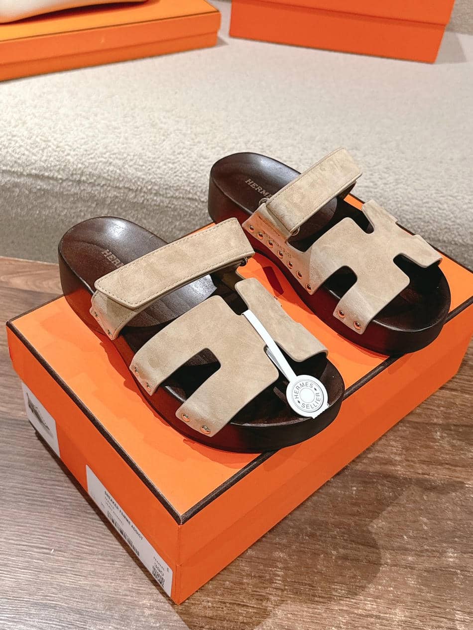 Hermes wooden sole sandals-16